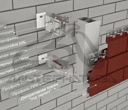 Межэтажная подсистема на ПО-профиле под клинкер Альт-Фасад А-КЛ